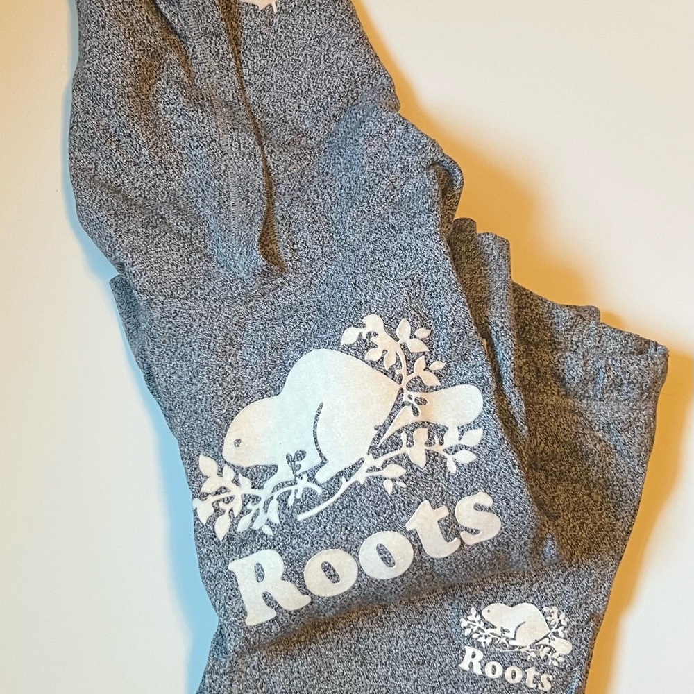 Roots Heather Gray Joggers and hoodie with White Emblem